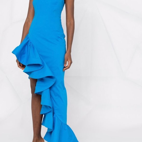 New with tags GIUSEPPE DI MORABITO Assymmetric Ruffled Square-Neck Gown 40 IT - Picture 1 of 14